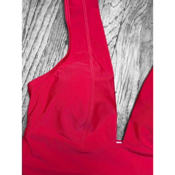 Cocoship Women's Size 6 Solid Red Plunging Neckline High Leg One Piece Swimsuit - Picture 4 of 16